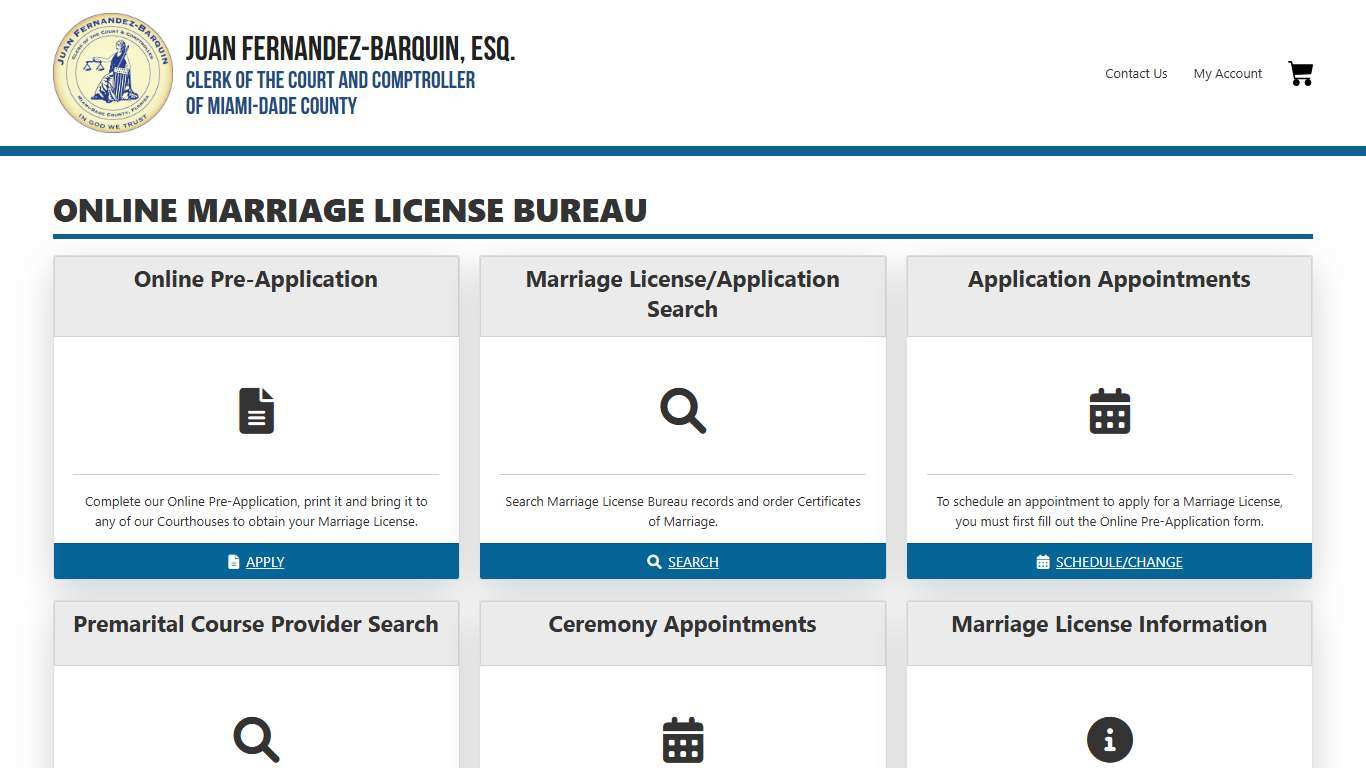 Marriage License Bureau - Clerk of the Court