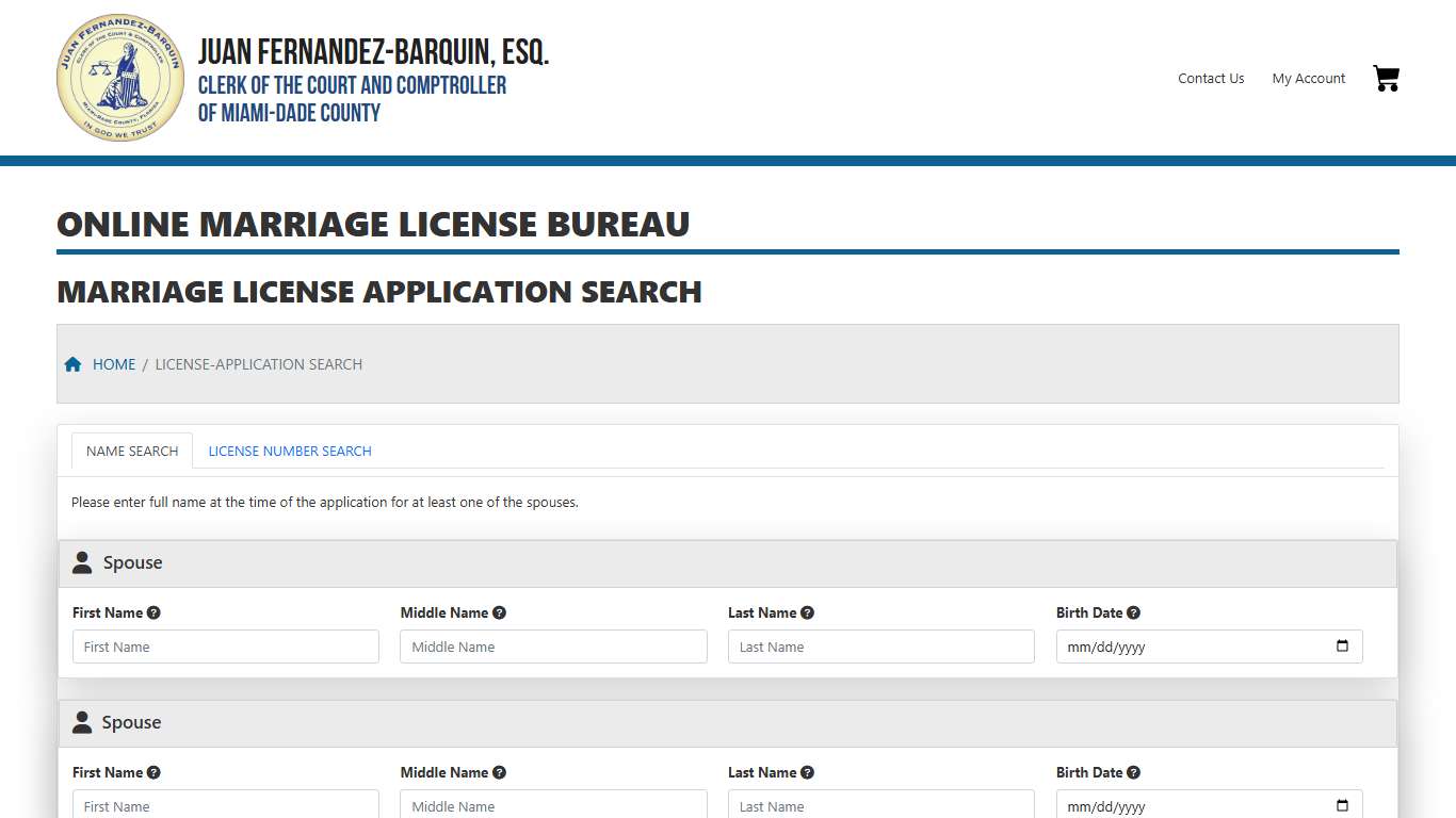 License Search - Clerk of the Court